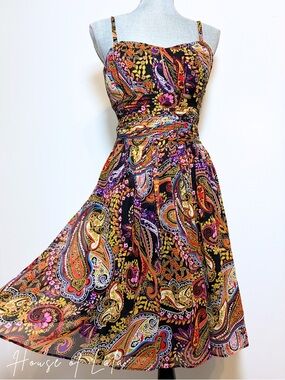 Silk Ted Baker London Paisley Dress Boho Wedding Guest Summer Party Dress Size 2